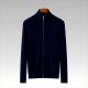 Custom All-cashmere Sweater Cardigan - Navy Blue Thick Zipper Winter 100% Cashmere Loose Casual Stand-collar Jacket