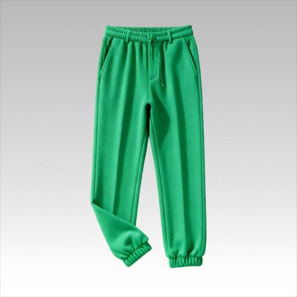 Women's Loose Casual Pants - Bright Green Soft Knit Elastic Waist Trousers